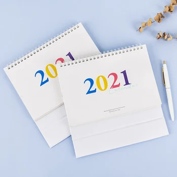 

2021 Desk Calendar Rainbow World Simple Style Calendar Coil Schedule Creative Desk Table Dates Reminder Planner