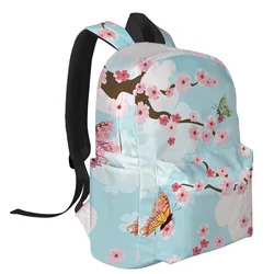 Pink Cherry Blossom Backpack Beautiful Floral Print Rucksack Spring Bookbag for Nature Lovers