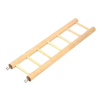 

2 Pcs Parrot Bird Wooden Ladder Straight Squirrel Hamster Climbing Ladder Funny Small Pet Playing Toy with Double Hooks (Beige)