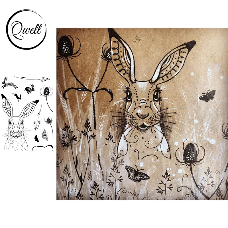 

QWELL Animal Rabbit Clear Stamps for Scrapbooking and Card Making Paper Craft 2020 New Transparent Silicone