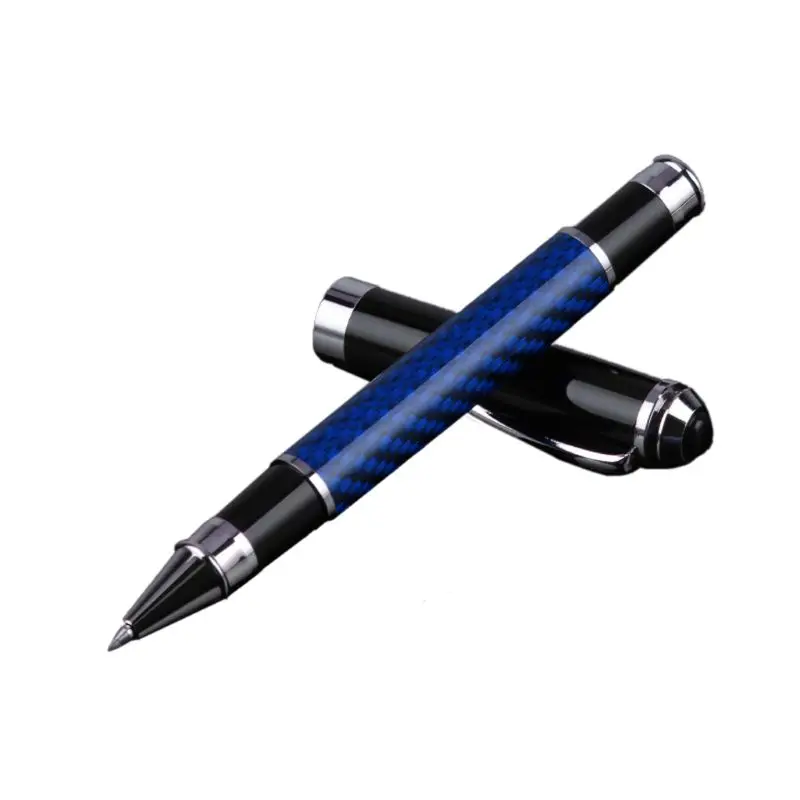Blue Carbon Fiber Signature Gel Ballpoint Pen Black Ink Business Writing Stationery - Цвет: Blue