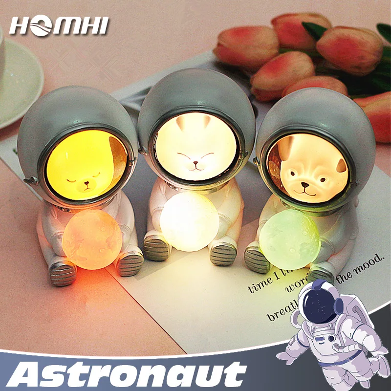 

Astronaut dog cartoon cat led baby night light Outer space children's lamp in the nursery christmas novelties small cute light