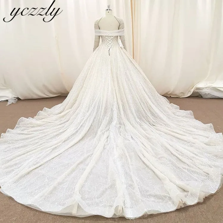 Vestidos De Boda блестящее роскошное милое бальное платье свадебное платье с болеро длинное жемчужное свадебное платье с блестками W162
