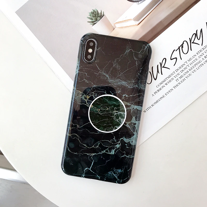 Мраморный чехол для iPhone X XS XR XS MAX 7 8 6S 6 Plus Ультратонкий Мягкий силиконовый чехол из ТПУ с подставкой для телефона чехол-бампер