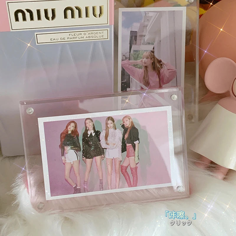 Acrylic Photo Frame 3 Inch 74mmx104mm Transparent Cards Display Magnetic Desktop Decoration Card Holder Home Supplies
