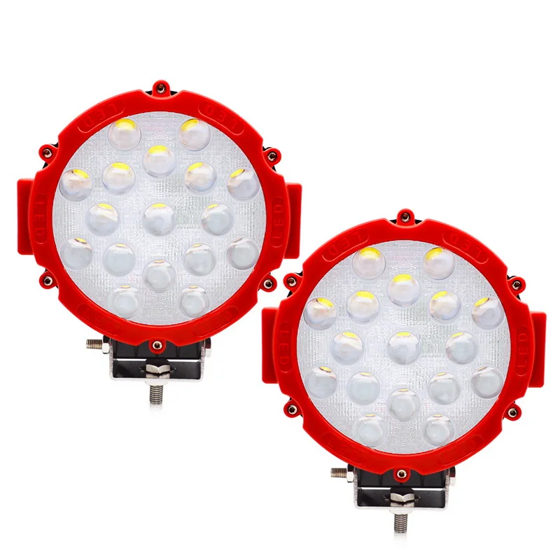 

Safego 2pcs 7 inch 51W Round LED Work Light Spot Beam Red Color For 4x4 Offroad Truck Tractor ATV SUV Driving Fog Lights