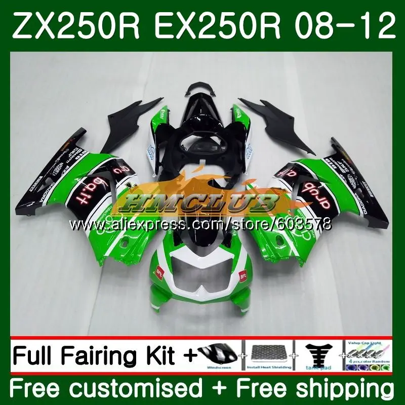 Средства ухода за кожей для KAWASAKI NINJA ZX-250R ZX250R 08 09, 10, 11, 12, 24CL. 86 ZX 250R EX 250 EX250 2008 2009 2010 2011 2012 зеленый черный обтекатель