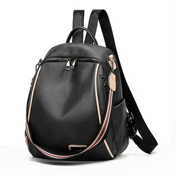 

Fashionable Backpack Women Leather Solid Soft Pu Backpack Female Trendy Fashion Ladies Backbag 2020 New