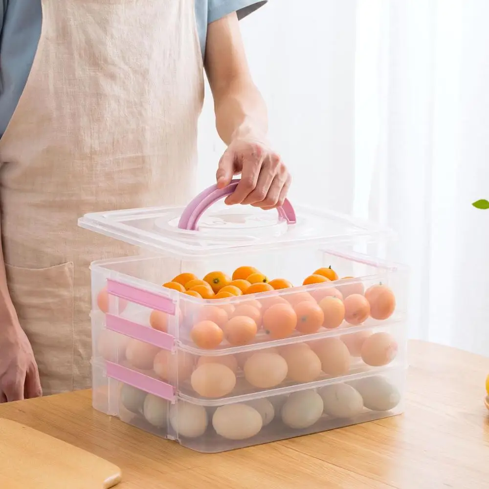 2 Layer Crisper Fresh Eggs Box Holder Case Refrigerator Food Storage Container
