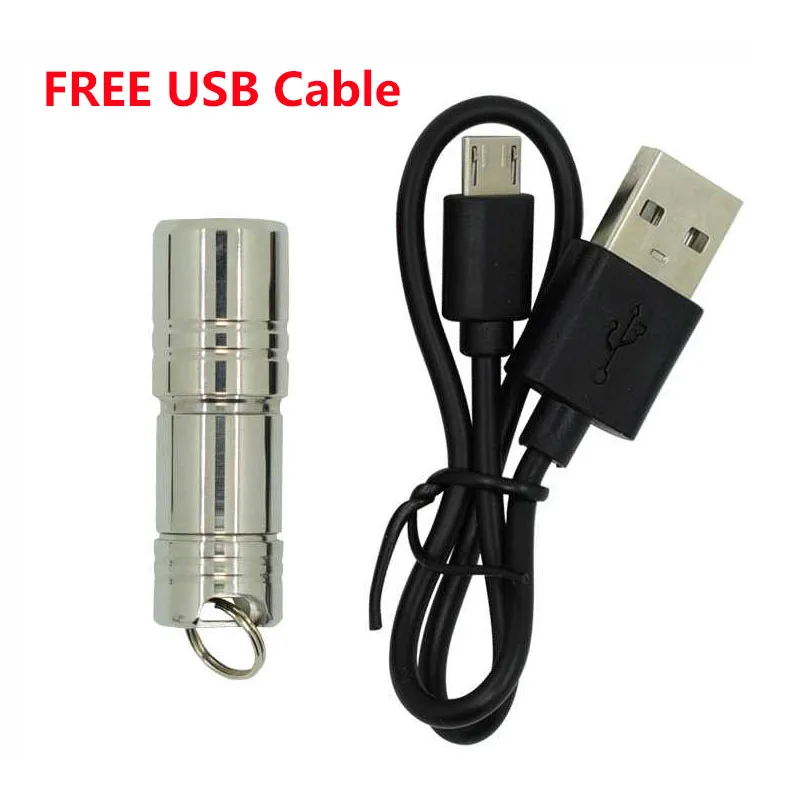 mini keychain flashlight stainless steel usb rechargeable torch small light 1