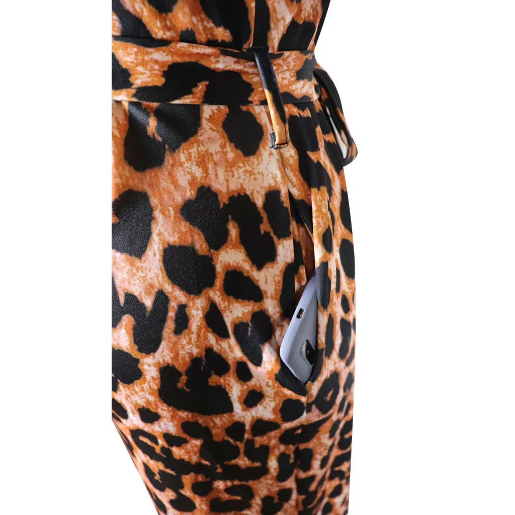 HAOYUAN Sexy Leopard Maxi Dress Women Robe Plus Size Christmas Clothes Night Club Party Dress Half Sleeve Elegant Long Dresses