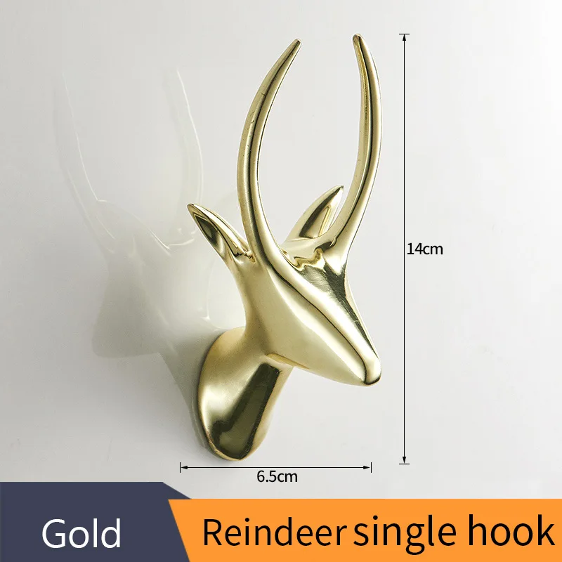 Gold-Reindeer Крючки для халатов золотые крючки для ванной комнаты для полотенец в рельсах крючок для одежды Серебряная отделка вешалки для одежды аксессуары для ванной украшения дома 5277 - Цвет: Gold-Reindeer