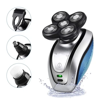 

4 In 1 4D Men's Rechargeable Bald Head Electric Shaver 5 Floating Heads Beard Nose Ear Hair Trimmer Razor Clipper Facial Brush