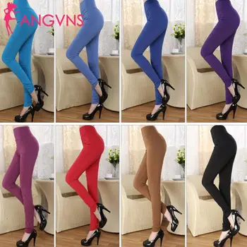 

New Fashion Women Stretch Elastic High Waist Casual Pants Trousers All seasons Leggings Solid