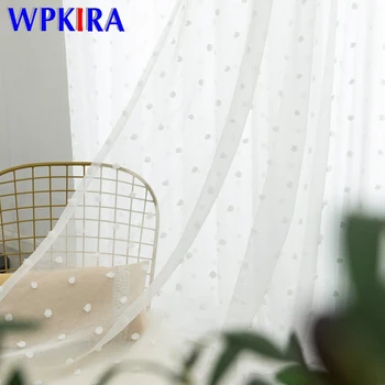 

3D Cotton Dots Tulle Curtain Bedroom Window Treatment Japanese Korean Voile Curtain For Living room Home Drapes Rideau ZH036&3