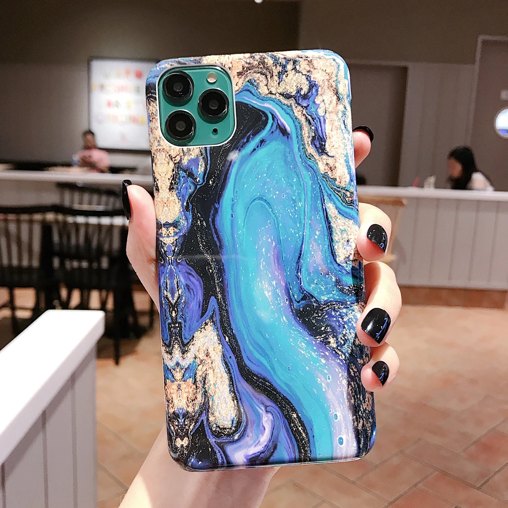 e LOVECOM винтажные художественные мраморные телефонные чехлы для iPhone 11 Pro Max XR XS Max 6 6S 7 8 Plus X Жесткий ПК полуобернутый задний Чехол в подарок - Цвет: e