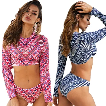 

Brazilian Bikini Tanga Swimwear Women Long Sleeve Bikini Set Swimming Suit for Women Swimsuit Summer Beach Bathing Suit Women
