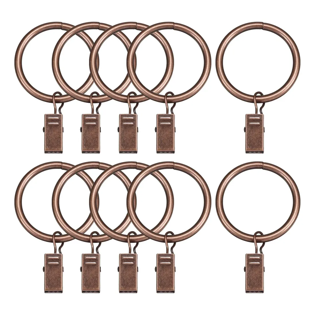 

uxcell Curtain Rings with Clips Strong Decorative Metal Drapery Shower Rustproof 0.98" Interior Diameter Copper Tone 10pcs