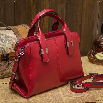 

New Fashion Handbags Leather Vintage Shoulder Ladies Leather Laptop xie kua bao Package