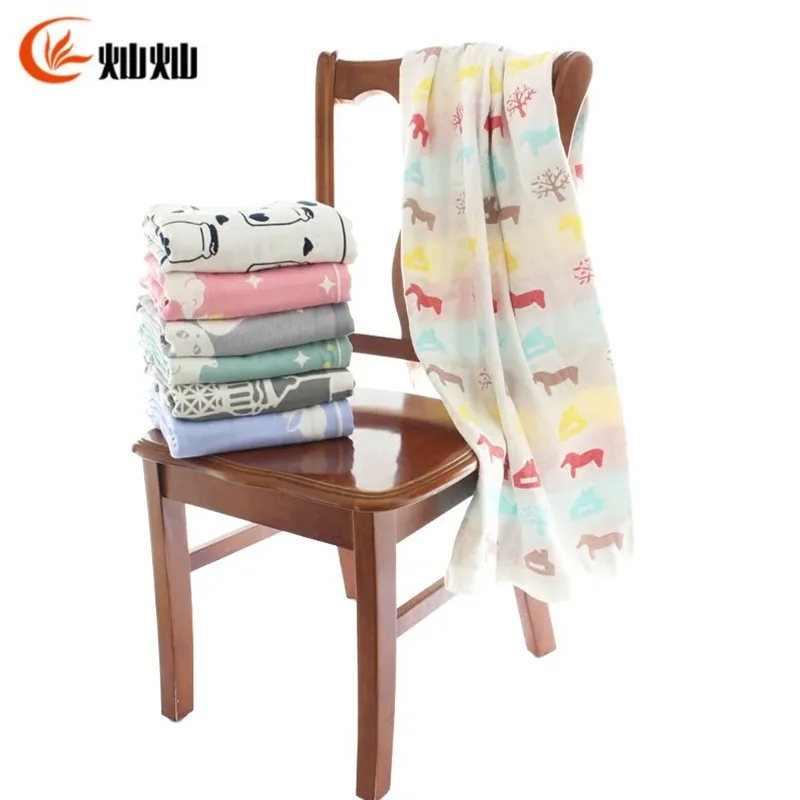 

Fabric Three Layer Gauze Bath Towel 70*140 Jacquard Baby Bath Towel Special Offer