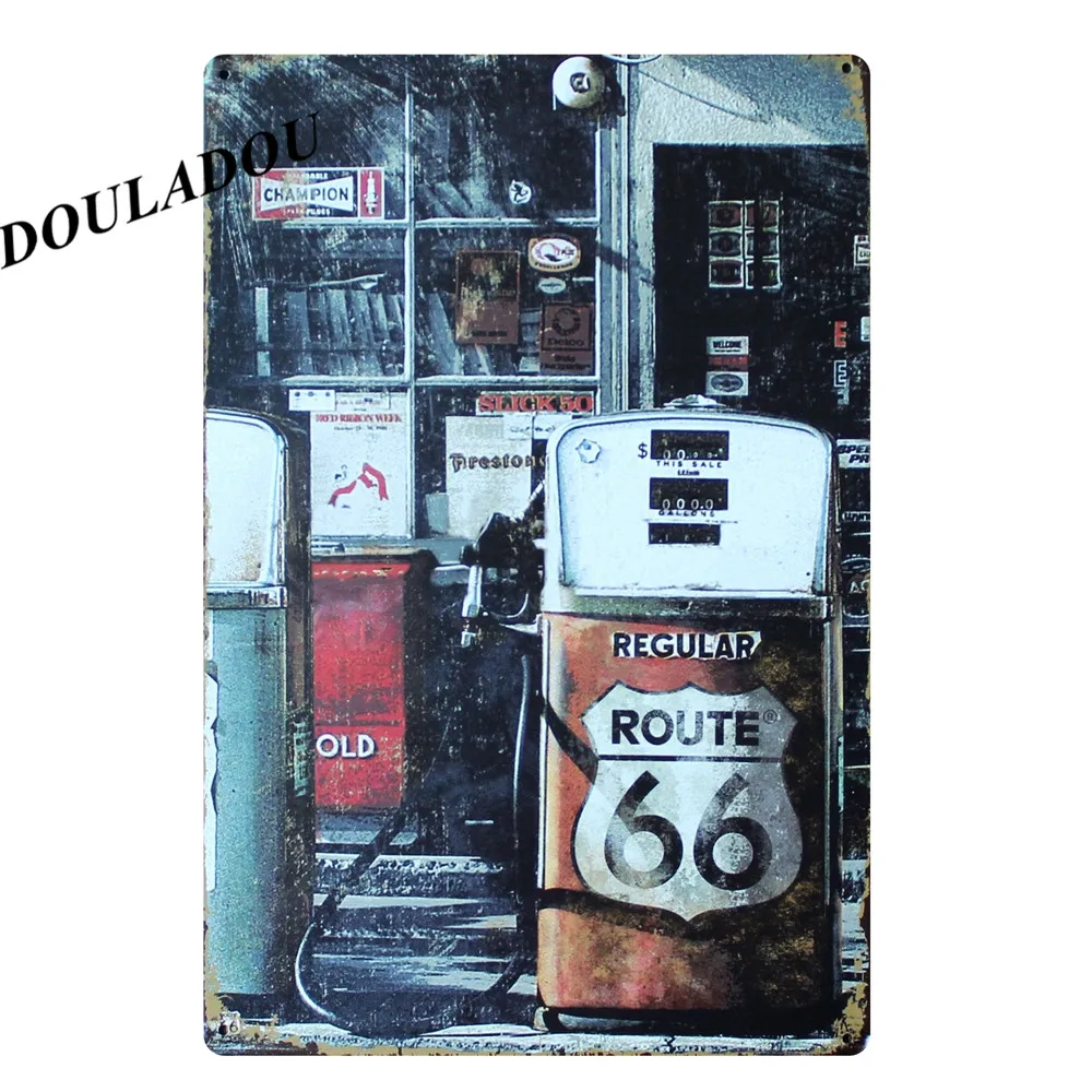[Douladou] US Route 66 мотоцикл ретро постер винтажный металлический оловянный знак Арт плакат тарелка Бар Паб Гараж Декор комнаты 30*20 см