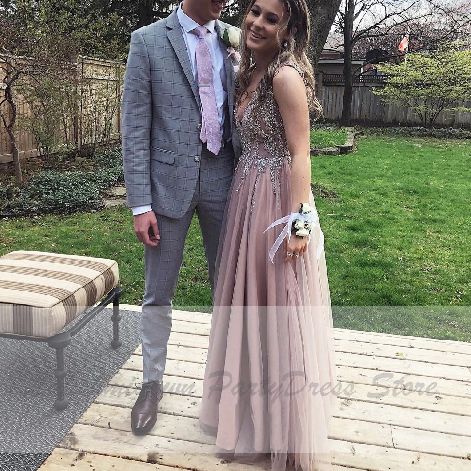 Lakshmigown Vestido de Gala сексуальные женские платья для выпускного вечера Длинные элегантные вечерние платья для свадебной вечеринки глубокий v-образный вырез кристалл бисер