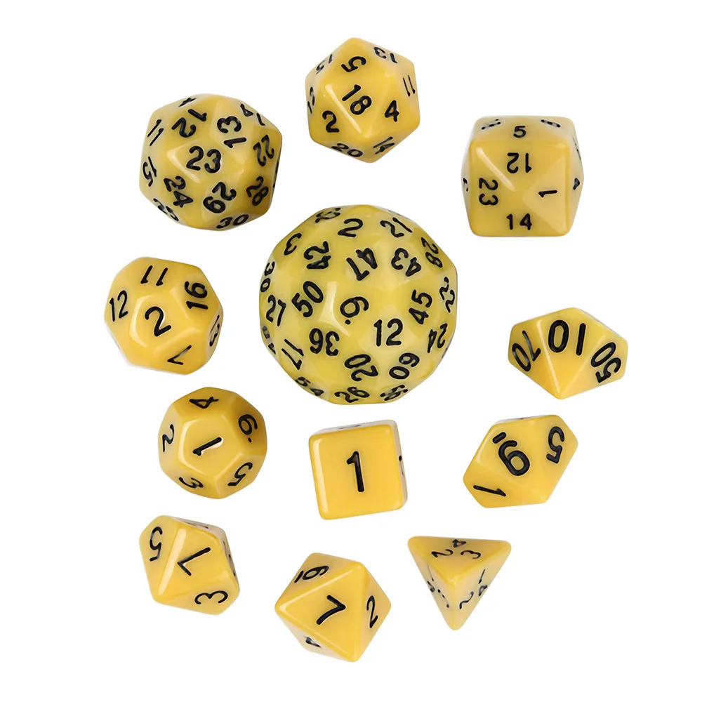 12 шт многогранные игральные кости для игры многогранные D60 многогранные акриловые цифровые игральные кости Развлекательное Оборудование# 2N - Цвет: Цвет: желтый