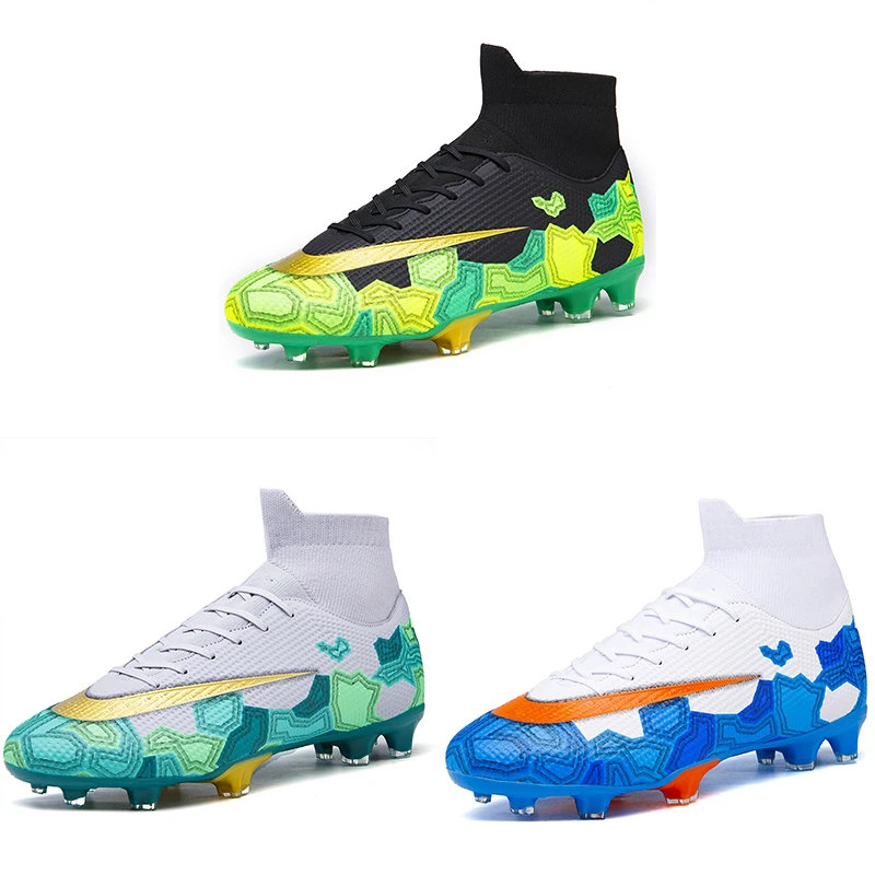 Zapatillas futbol sala niño zapatillas hombreespinilleras de fútbol Zapatillas deporte de tobillo alto para hombre, calzado de fútbol para interiores, tacos largos para exteriores, profesionales, fútbol, césped, Sup|Calzado de -