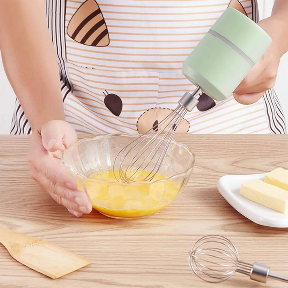 Usb 2 In 1 Wireless Electric Garlic Chopper Whisk Egg Beater With Stirring Rods Kitchen Handheld Mixer