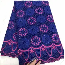 Последняя ткань из Дубая голубая швейцарская сухая вуаль кружева в швейцарском африканском хлопок вуаль кружевная ткань нигерийская Кружевная Ткань 5 ярдов