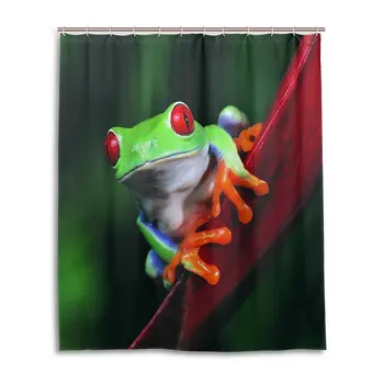 

Decor Shower Curtain Frog Pattern Print 100% Polyester Fabric Shower Curtain 60 x 72 Inches for Home Bathroom Decorative Shower