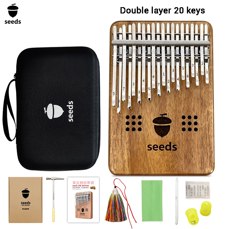 Seeds Double Layer 20 Keys Kalimba Hollow Thumb Piano Acacia Keyboards Mbira Calimba Innovation Musical Instruments