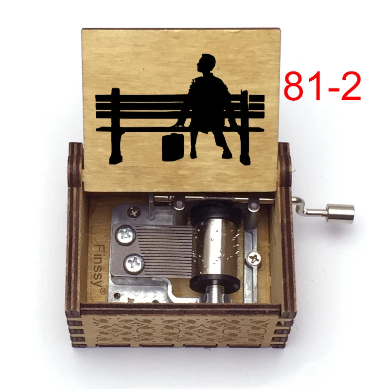 Wooden Forrest Gump Music Box Color Print Handed Musical Box Gift New Year Christmas Birthday Movie Fans Home Decor