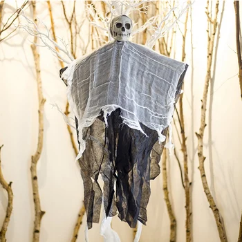 

Halloween Gauze Imitation Skull Head Halloween Hanging Ghost Pendant Bar Horror Atmosphere Decoration Props