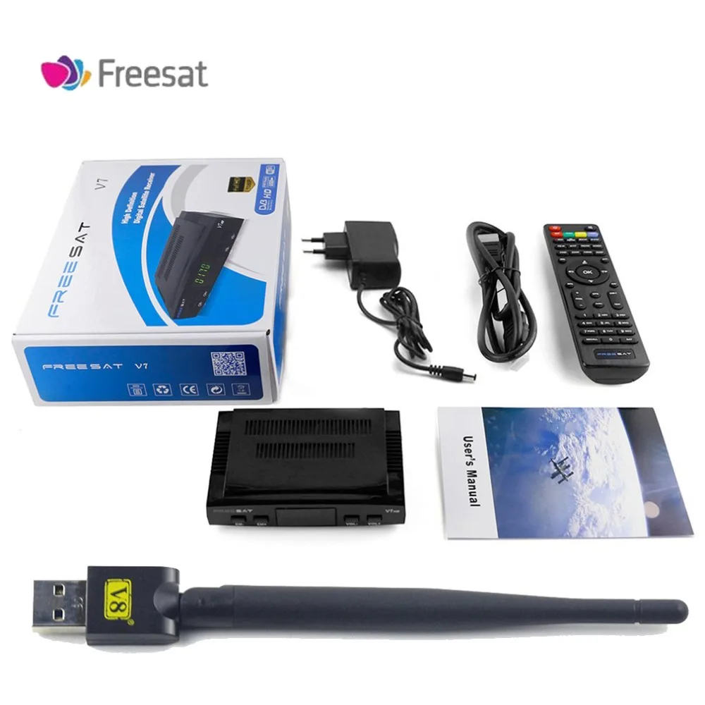 Freesat V7 super receptor satellite 1080P HD DVB-S2 спутниковый ресивер с европейской и американской вилкой с пультом дистанционного управления и кабелем HDMI