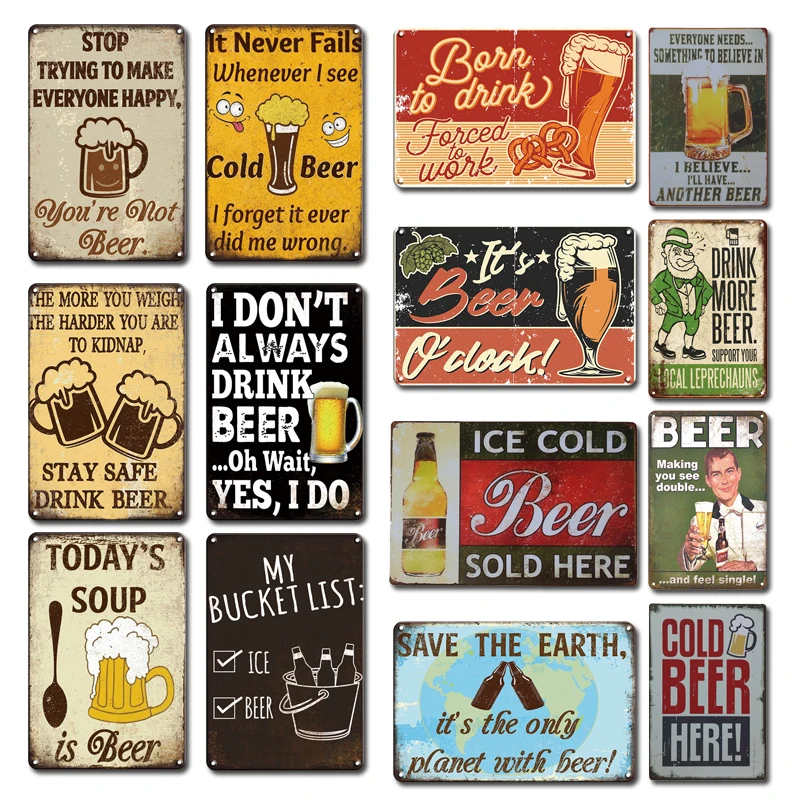 Metal Signs Vintage Retro Pub Home Bar Mancave Garage Shed Poster Beer Tin Sign 