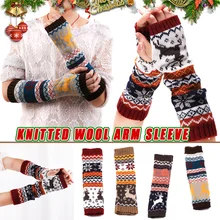 Newly Women Lady Knitted Long Gloves Arm Warm Fingerless Breathable for Winter Outdoor