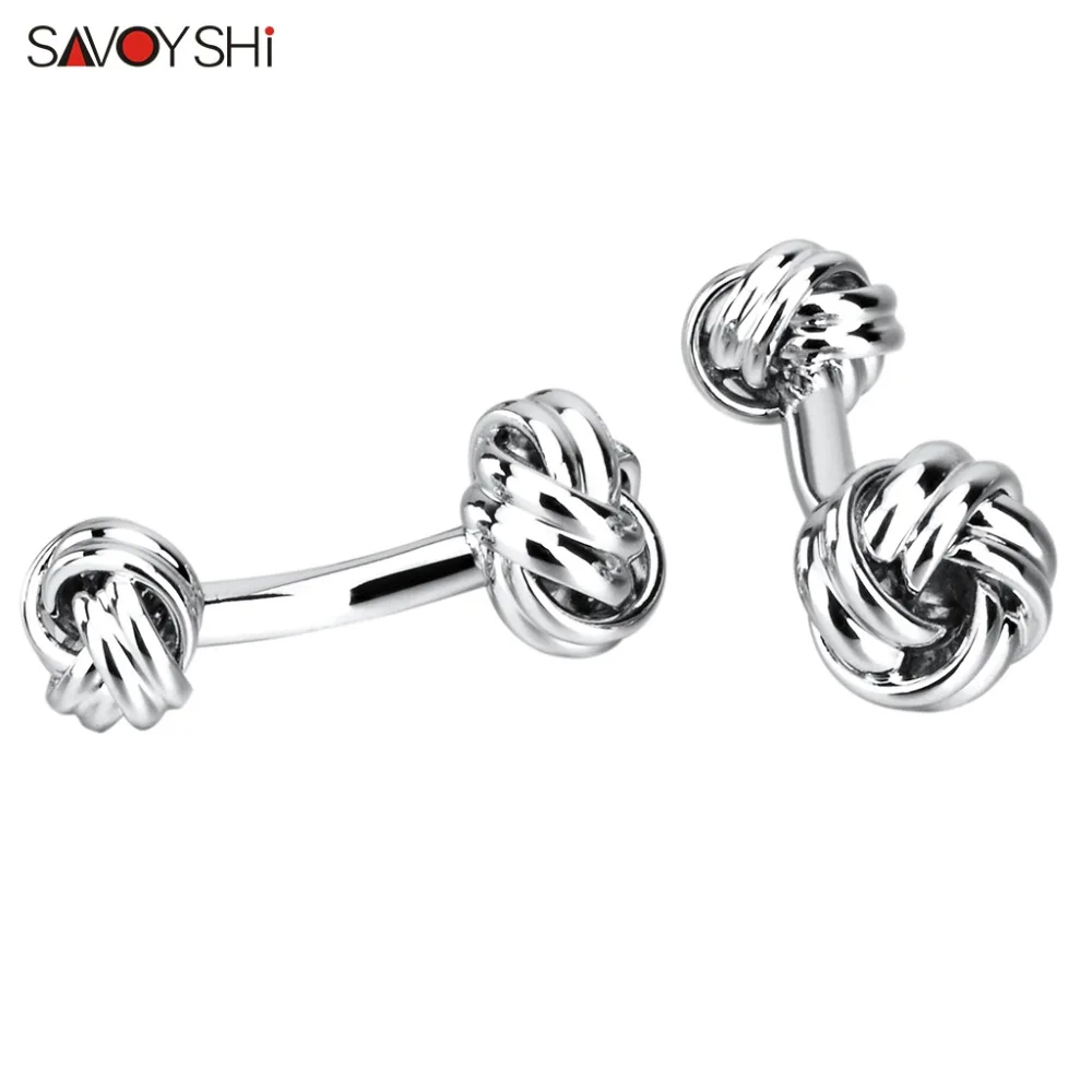 SAVOYSHI, модные серебряные запонки с скрученным узлом для мужских рубашек, высокое качество, овальные запонки, фирменный дизайн, ювелирное изделие, подарок