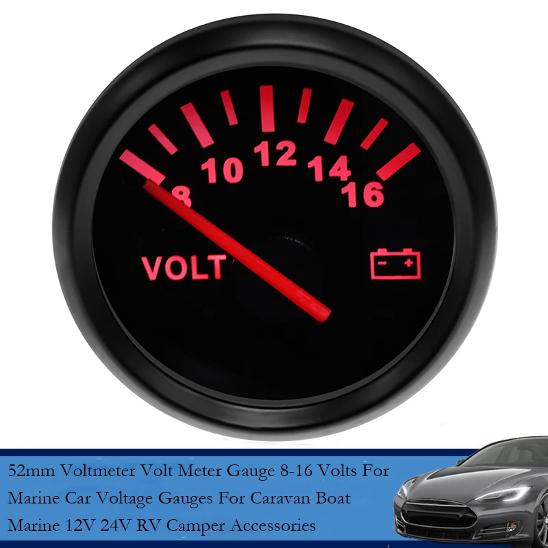 52mm Voltmeter Volt Meter Gauge 816 Volts For Marine Car Voltage