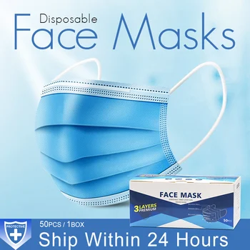 

3 Layer Mask dust protection Masks Disposable Face Masks Elastic Ear Loop Disposable Dust Filter Safety Mask Anti-Dust