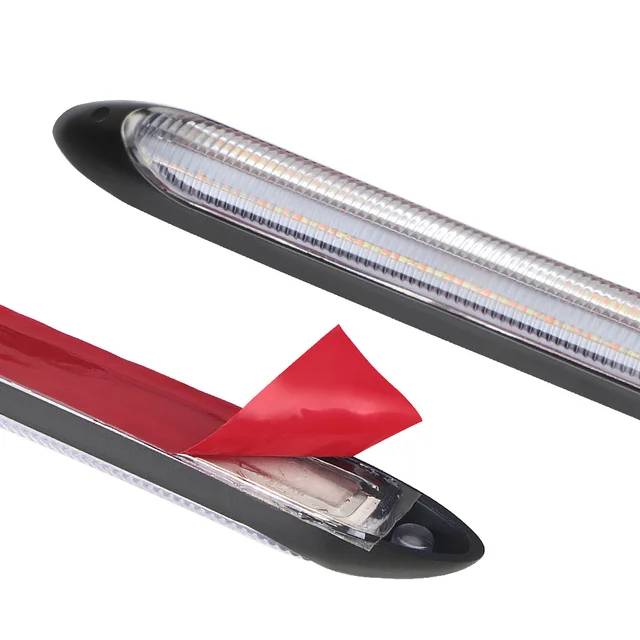 Luci Diurne LED Auto - 1 Paio Strisce Impermeabili, Bianco/Giallo, 15.5cm, Alta Luminosit&agrave;