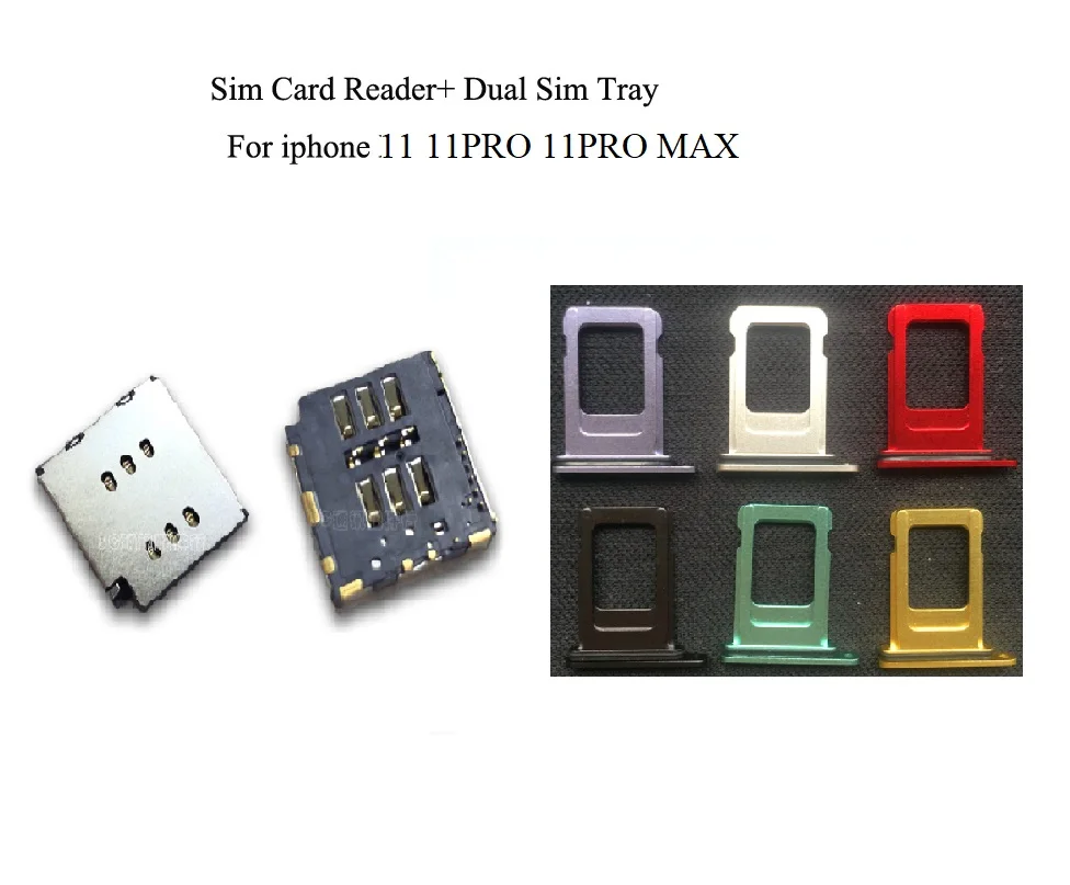 10 компл./лот Dual Sim кард-ридер+ Dual Sim лоток для iPhone 11 11pro max цвета