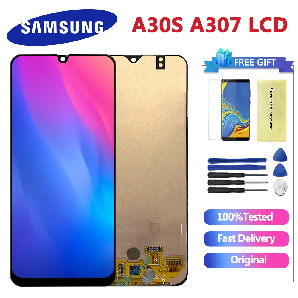 Super AMOLED для samsung Galaxy A30S ЖК-дисплей с кодирующий преобразователь сенсорного экрана в сборе Замена для SAM-A307F/DS A307 lcd