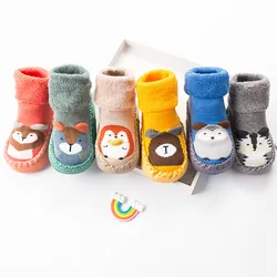 Outono e inverno meias do bebê sapatos engrossar quente macio inferior antiderrapante meias da criança infantil meias de chão meias de pé das crianças