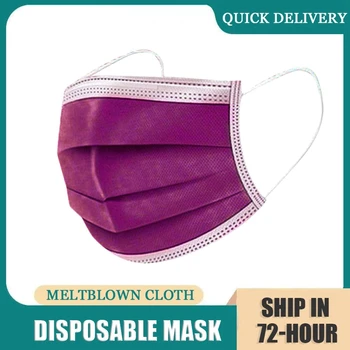 

10/50/100/500pcs Disposable Face Mask Nonwoven 3 Layers Filter Antidust Breathable Gauze Mask Adult Dark Pruple Face Mouth Masks