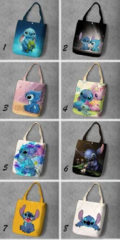 

Blue Stitch Fashion Anime Foldable Canvas Shopping Bag Casual Shoulder Bags Customized Tote Handbag unisex New
