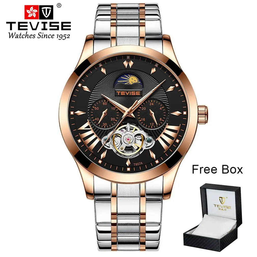 

TEVISE T857A Multi-function Waterproof Men's Mechanical Watch Tourbillon Upgrade Movement With Gift Box