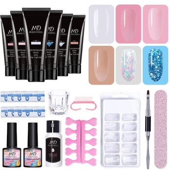 

MD MAD DOLL15g Building Gel with UV LED Lamp Clear Pink Glitter Quick Build For Nails Extensions Base Coat Top Coat