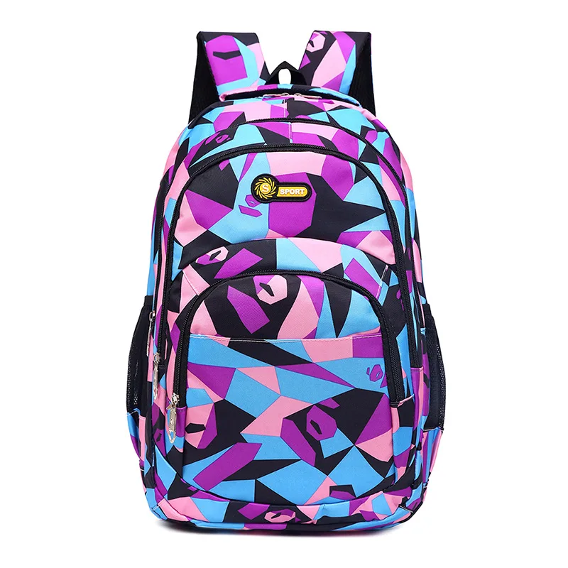 

New Oxford cloth backpack Geometric printing outdoor leisure backpack large capacity student wind shoulder bag