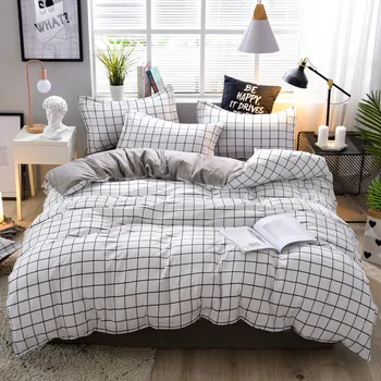 

White Plaid Bed Linens Bedding Sets Cute Duvet Cover Set Sheets Bedcover Pillowcases Quilt Bedspread Bed SA10* Cover And
